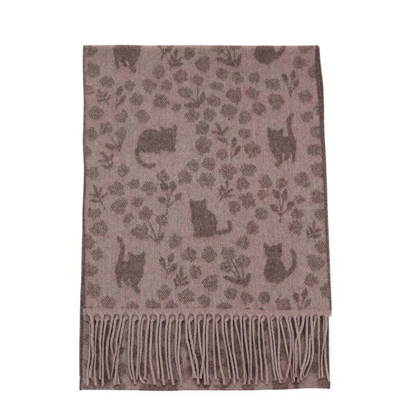 Cat & Flower Design Lightweight Winter Scarf