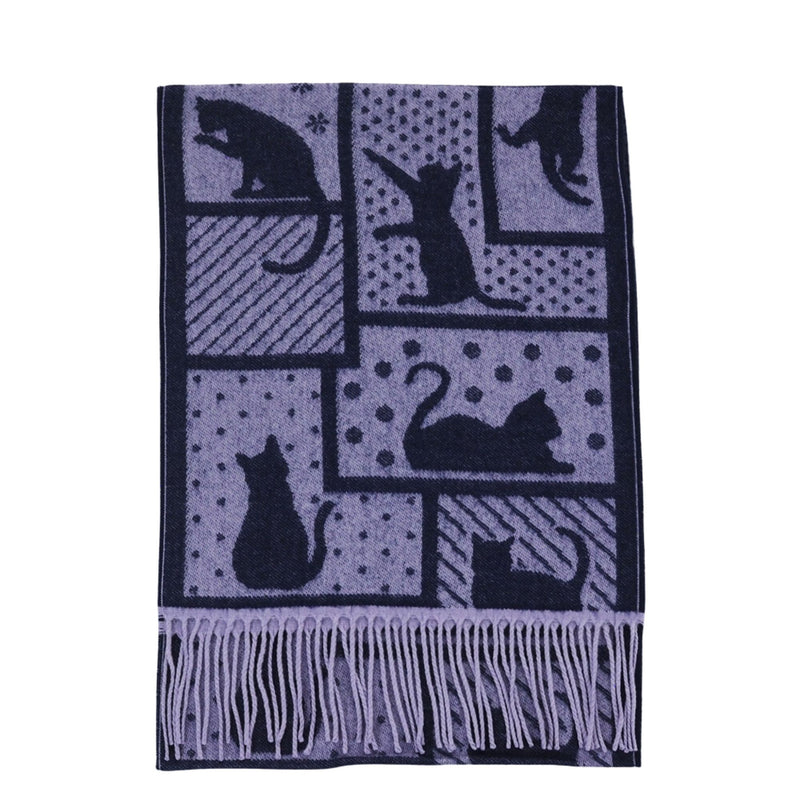 Cat Design Lightweight Winter Scarf