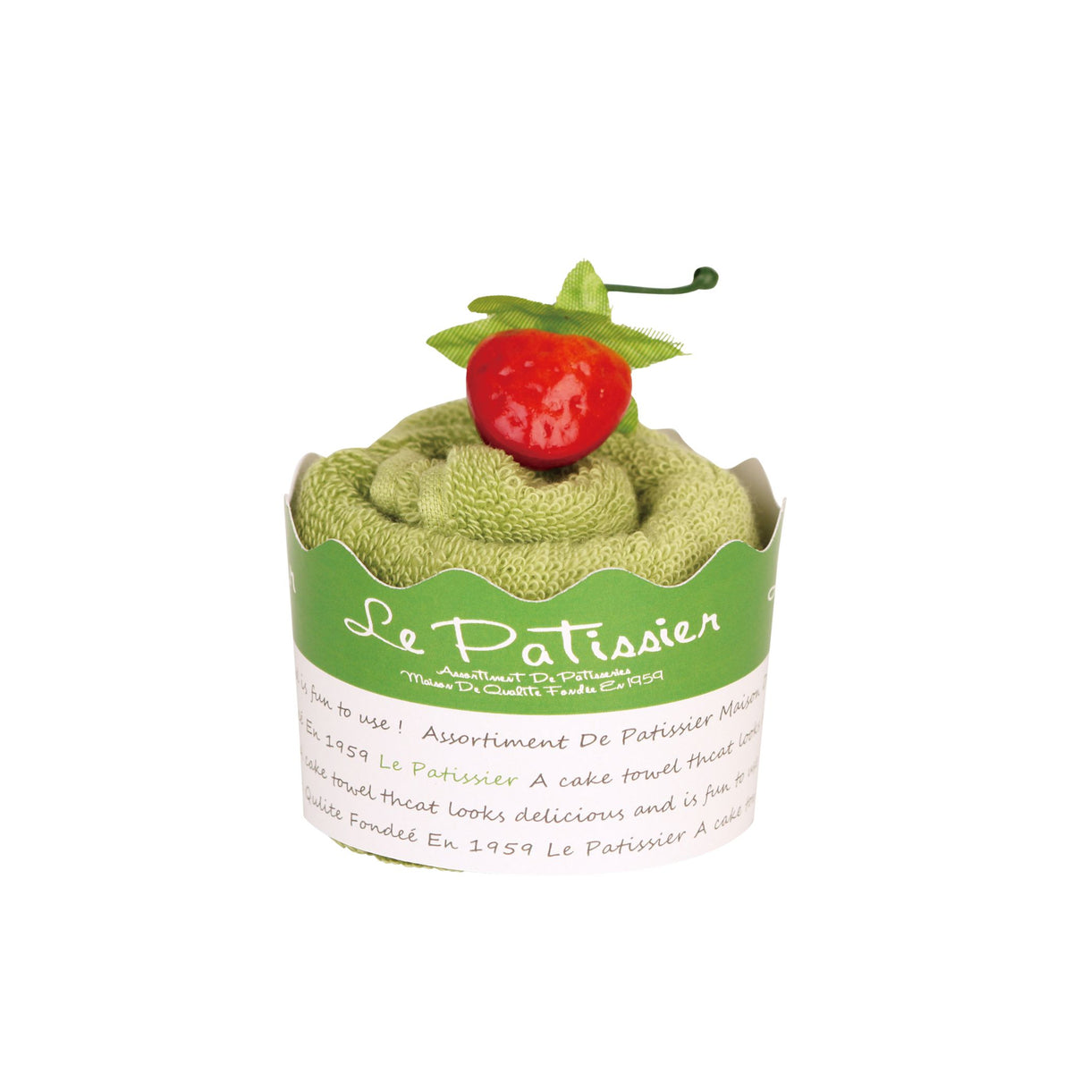 100% Cotton Cupcake Hand Towel with a Strawberry Magnet.