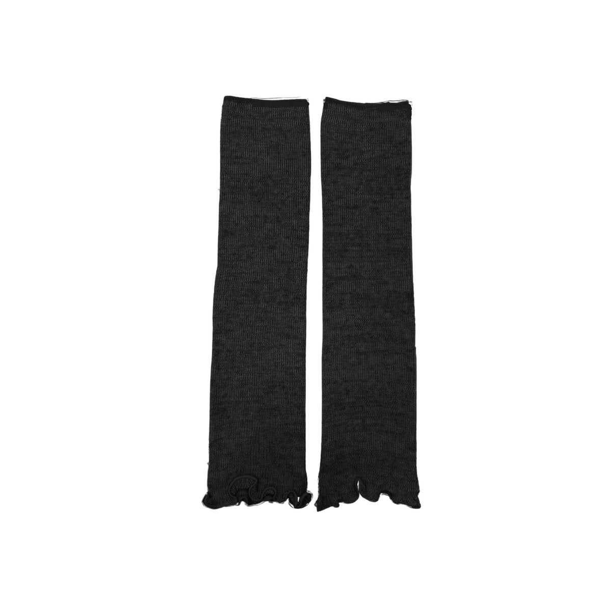 Pair of black arm warmers on a white background