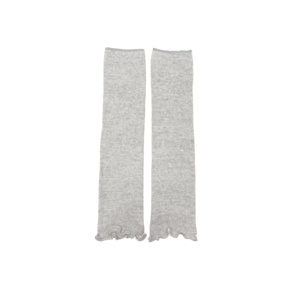 Pair of gray knit legs and arm warmers on a white background