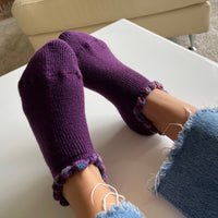 Thermal Soft-Opening Short Slipper Socks | With Grips | Medium. Stylish wool blend slipper socks with plush cushioning and heat-retaining brushed inner pile. Soft outer, secure grips on the soles, and fluffy trim for added comfort. Perfect gift ideas.