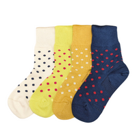 Organic Cotton Blend Polka Dot Everyday Crew Socks offer a soft touch with a stylish pop dot pattern. Designed to stay in place with a special heel design, relaxed fit, and stretchable cuff for added comfort. CHERRYSTONEstyle