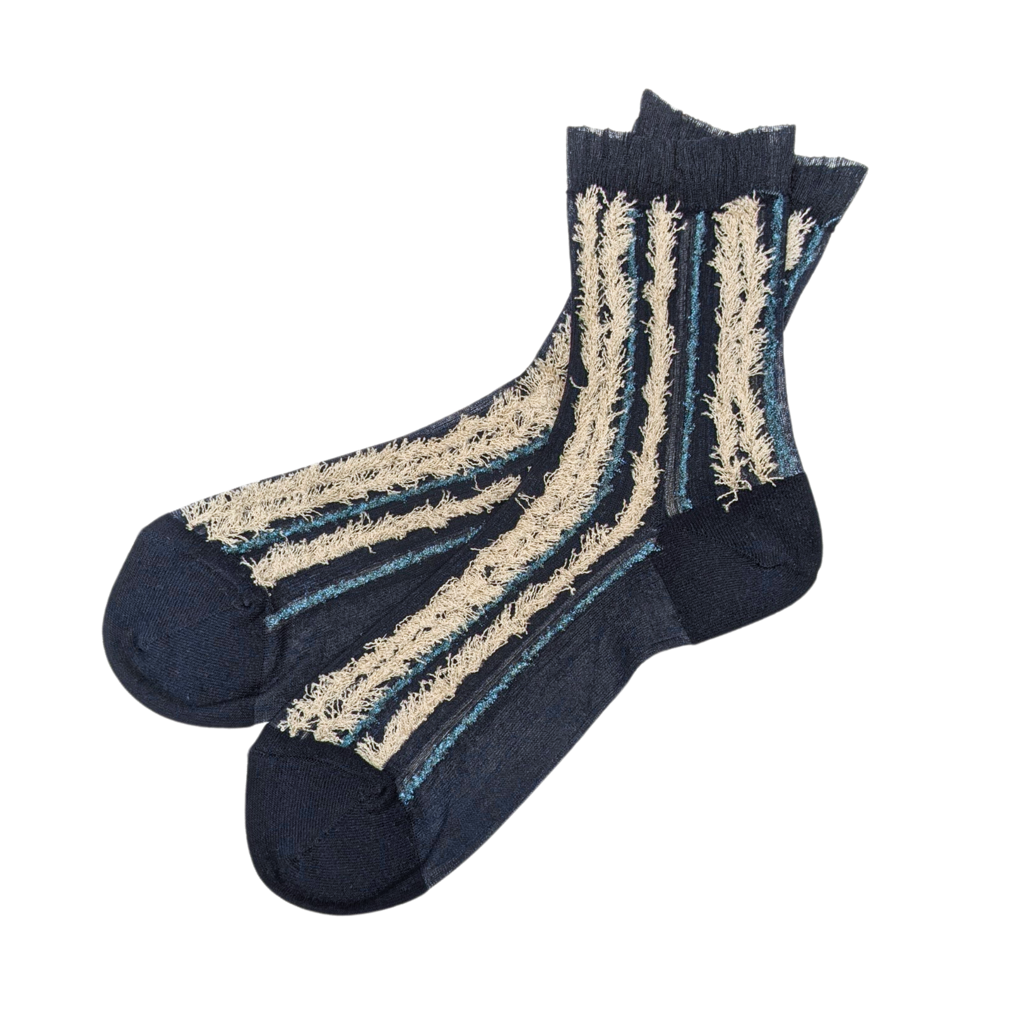 Shaggy Striped Crew Socks with a sleek, stylish design, perfect for both office and casual wear. Featuring a unique shaggy texture for a soft, cozy feel. CHERRYSTONEstyle