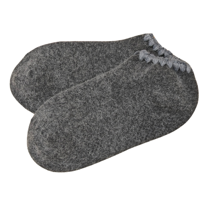 Handcrafted Angora Slipper Socks Grips Large. Iron Gray with Gray colored trim. Blend with Merino Wool. Size: Unisex Large (US women's shoe size 9 and up,  US men's shoe size 8.5-11.5)
-CHERRYSTONEstyle