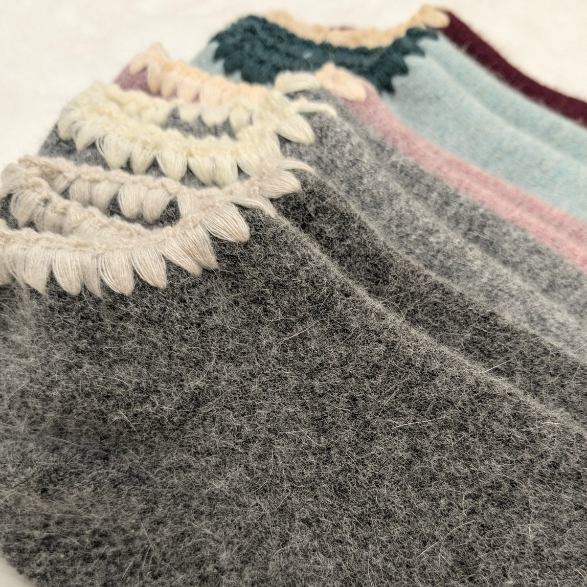 Handcrafted Angora Slipper Socks Grips Medium. Blend with Merino Wool. Size: Medium (US women's shoe size: 5 
- 9). Trim zoom in.
-CHERRYSTONEstyle