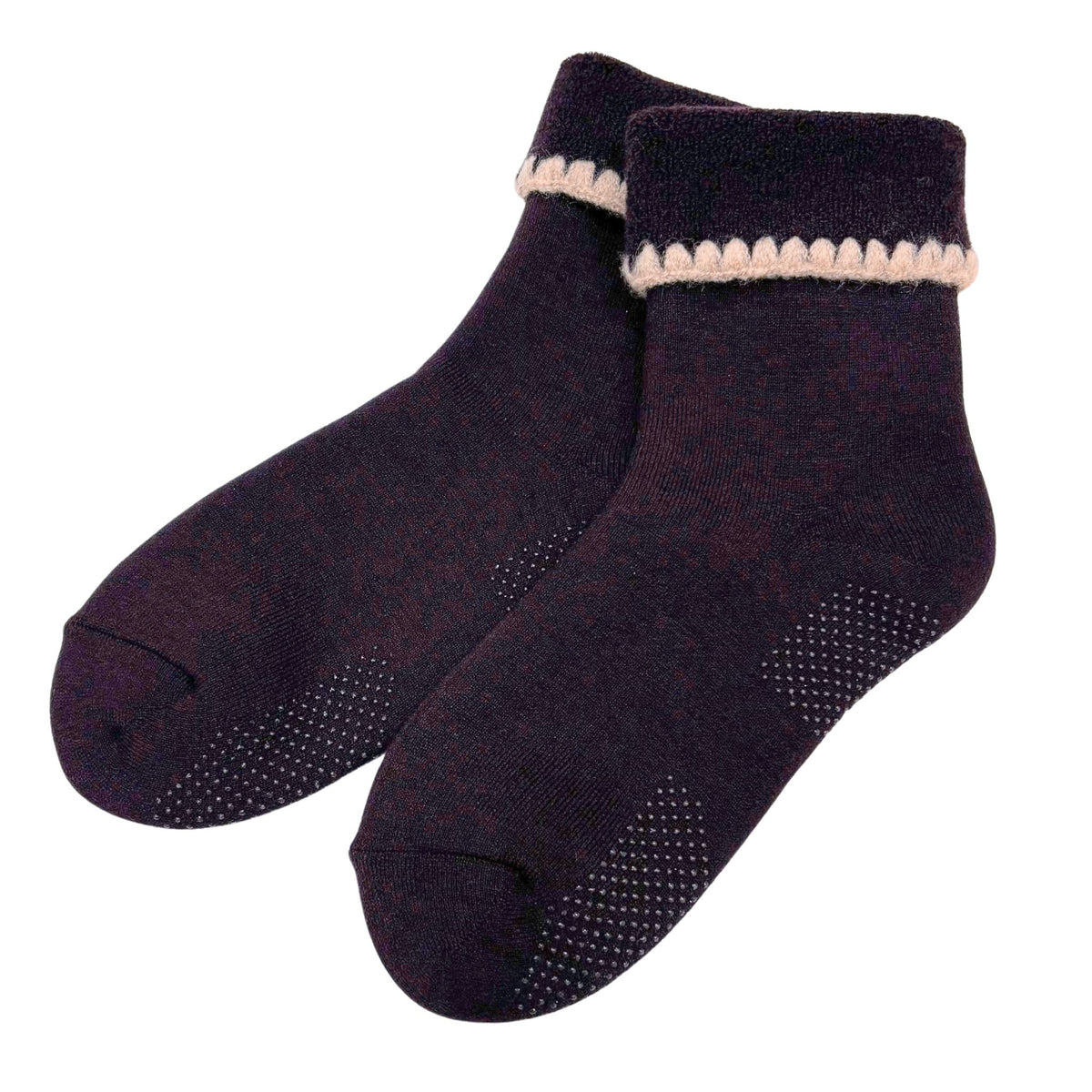 Handcrafted Wool Slipper Crew—Modern Calm Color—Grips. Warm & cozy, luxurious merino wool, perfect gifts and great companions for travels.