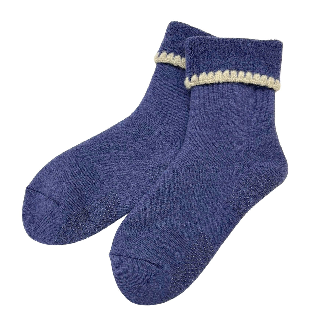 Handcrafted Wool Slipper Crew—Modern Calm Color—Grips. Warm & cozy, luxurious merino wool, perfect gifts and great companions for travels.