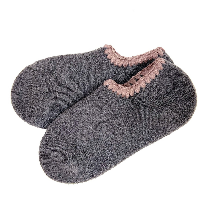 Handcrafted Wool Slipper Socks Classic Color Grips M