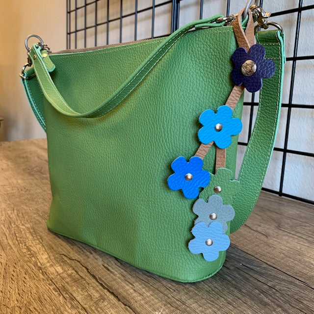 Snap Leather Flower Charm | Bag Flower Charm | Purse Charm | Keychain | Handmade | Multi Color | 4 Colors - Hand crafted, high-quality glove leather cut into colorful flowers. Easy to attach and remove with a snap button to your favorite bag. CHERRYSTONEstyle