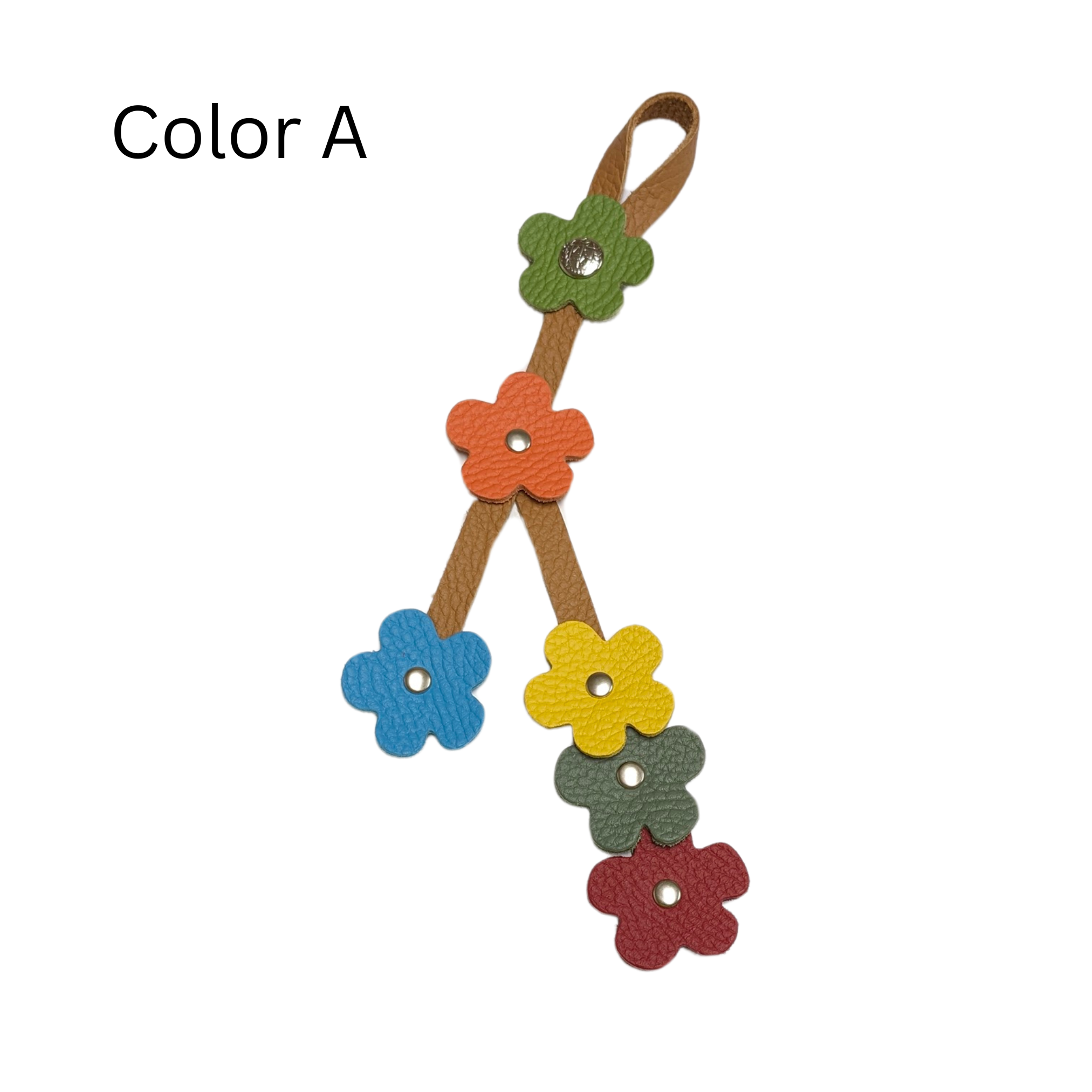 Snap Leather Flower Charm | Bag Flower Charm | Purse Charm | Keychain | Handmade | Multi Color | 4 Colors - Hand crafted, high-quality glove leather cut into colorful flowers. Easy to attach and remove with a snap button to your favorite bag. CHERRYSTONEstyle