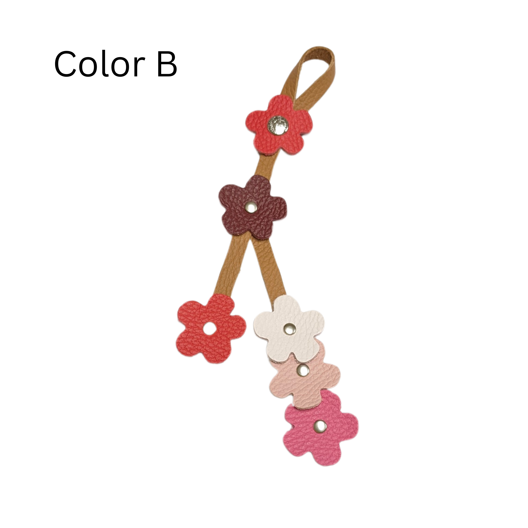 Snap Leather Flower Charm | Bag Flower Charm | Purse Charm | Keychain | Handmade | Multi Color | 4 Colors - Hand crafted, high-quality glove leather cut into colorful flowers. Easy to attach and remove with a snap button to your favorite bag. CHERRYSTONEstyle