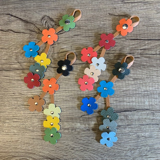 Snap Leather Flower Charm | Bag Flower Charm | Purse Charm | Keychain | Handmade | Multi Color | 4 Colors - Hand crafted, high-quality glove leather cut into colorful flowers. Easy to attach and remove with a snap button to your favorite bag. CHERRYSTONEstyle