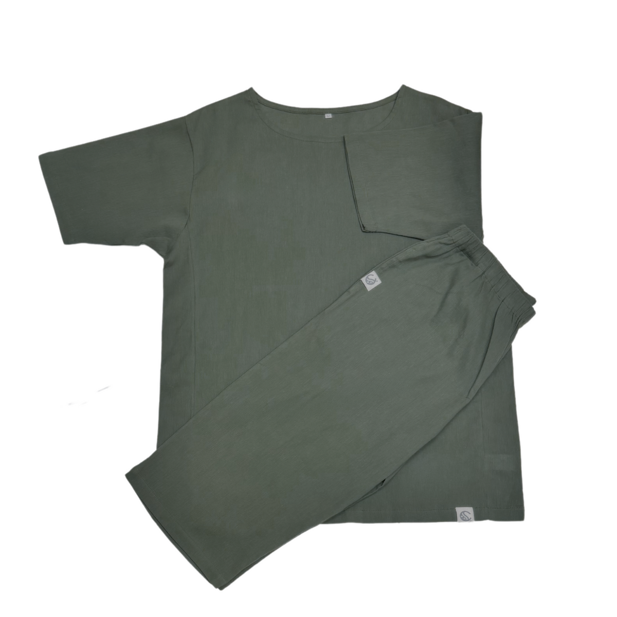 Our Cool, Stretchy, Comfy Lounge Pants and T-shirt Set made from 100% cotton with Japanese-inspired woven fabric. Breathable, sweat-absorbing with a dry-touch texture. Pants have pockets and adjustable waist, T-shirt is moisture-wicking with an A-line cut for easy movement. Travel-friendly, lightweight, and compact—perfect for home relaxation and travel-friendly. 
CHERRYSTONEstyle