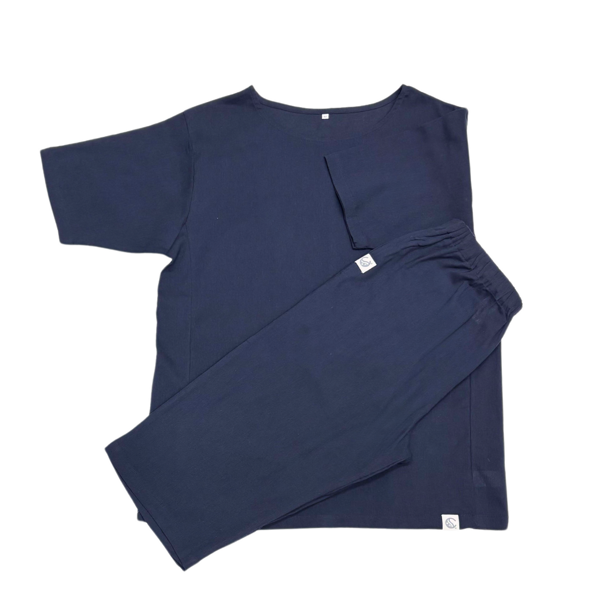 Our Cool, Stretchy, Comfy Lounge Pants and T-shirt Set made from 100% cotton with Japanese-inspired woven fabric. Breathable, sweat-absorbing with a dry-touch texture. Pants have pockets and adjustable waist, T-shirt is moisture-wicking with an A-line cut for easy movement. Travel-friendly, lightweight, and compact—perfect for home relaxation and travel-friendly. 
CHERRYSTONEstyle