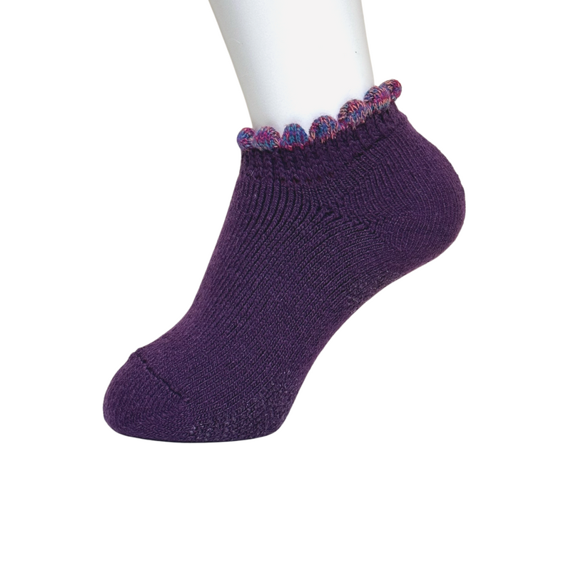 SPECIAL DEAL! 2 PAIRS | Thermal Wool Blend Slipper Socks with Grips | Size Medium | Picot Trim | 4 Colors - CHERRYSTONEstyle