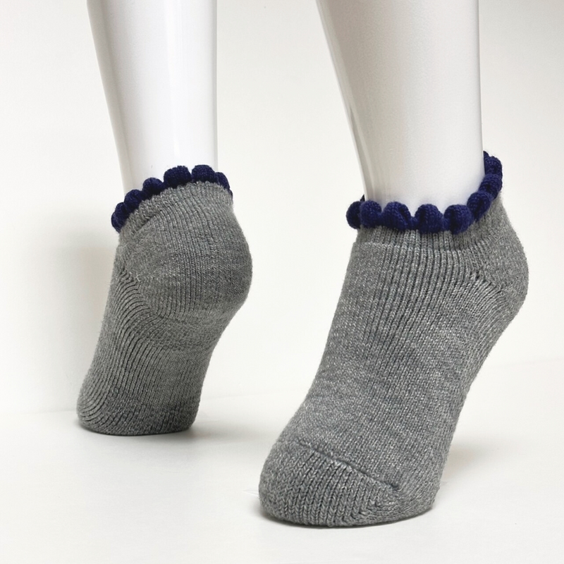 SPECIAL DEAL! 2 PAIRS | Thermal Wool Blend Slipper Socks with Grips | Size Medium | Picot Trim | 4 Colors - CHERRYSTONEstyle