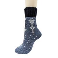 Thermal Snow Crystal Merino Wool Blend Slipper Crew | with Grips | Unisex Large, 4 colors, warm & cozy, Stylish Snowflake Pattern, Thick Ribbed Cuff, fleece lining, perfect gifts, CHERRYSTONEstyle