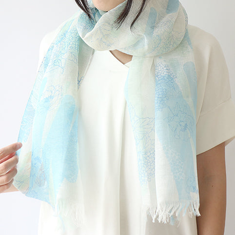 UPF 30+ Handwoven Cooling Fabric Linen Scarf on Loom | Hydrangea - CHERRYSTONEstyle