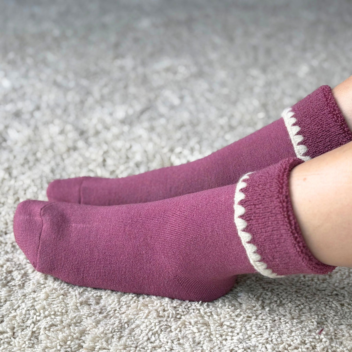 Handcrafted Wool Slipper Crew Socks | Modern Calm Color | Grips | M and L - CHERRYSTONE