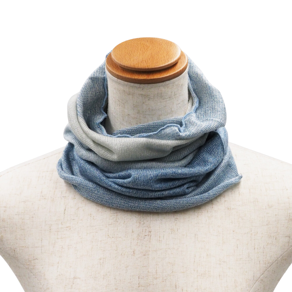 Light Blue scarf on a mannequin with a white background