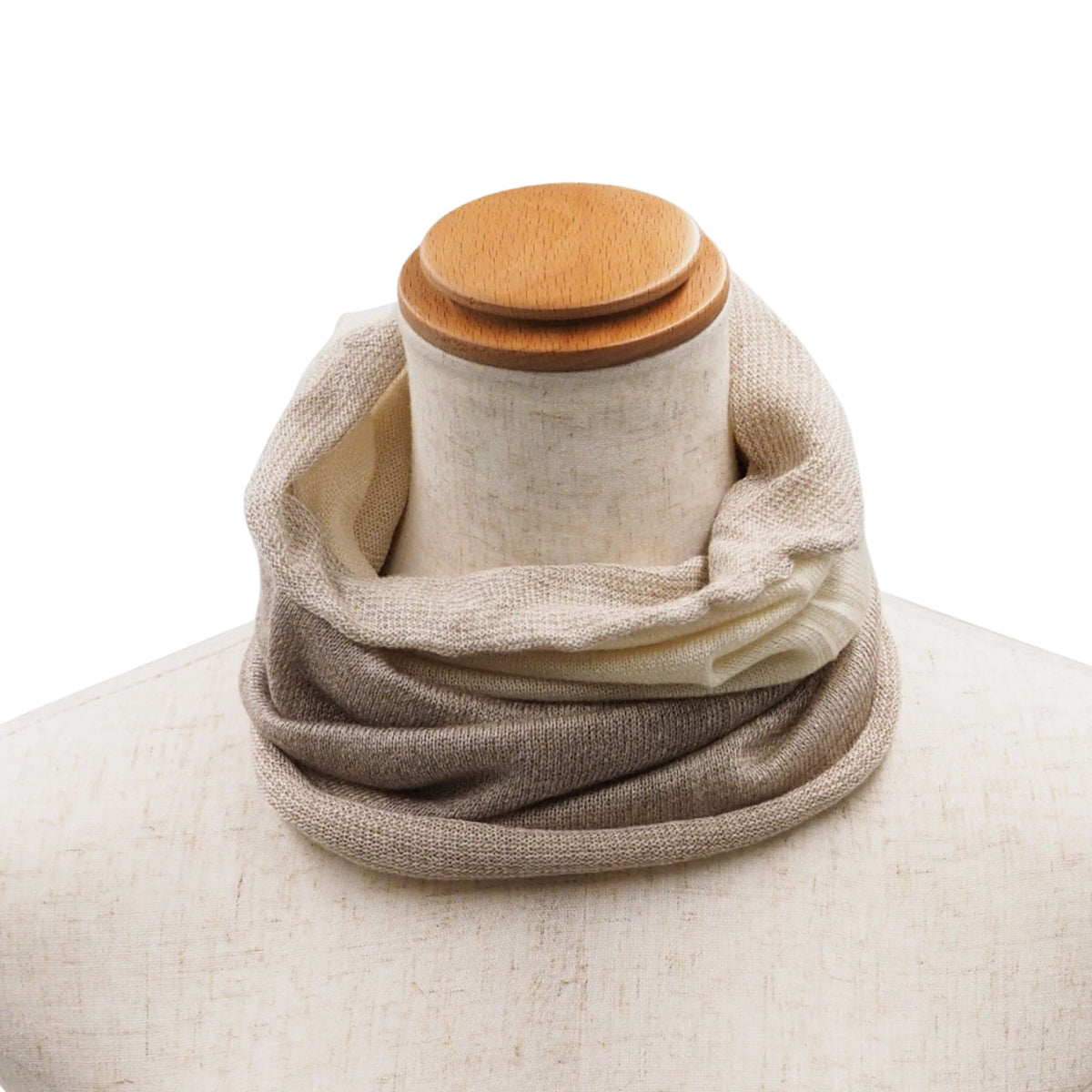 Blue Neck warmer Beige on a mannequin with a white background