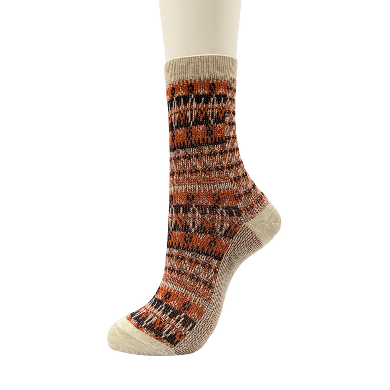 Nordic Jacquard Crew. Nordic Jacquard patterned socks are made from a cozy wool blend. These versatile, soft-textured socks are ideal for both office and casual wear, offering a stylish touch and comfortable fit for any occasion. CHERRYSTONEstyle