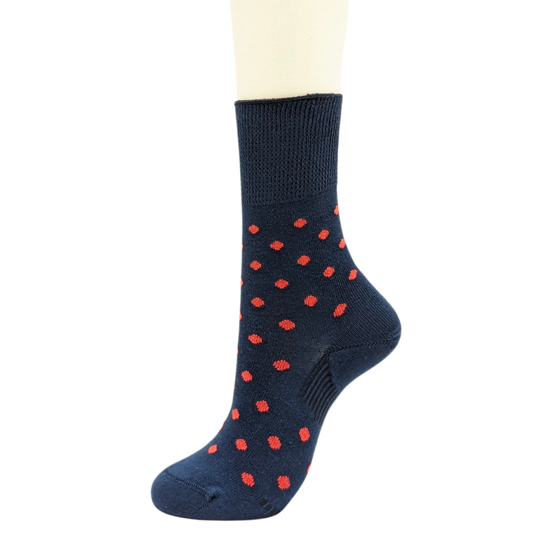 Organic Cotton Blend Polka Dot Everyday Crew Socks offer a soft touch with a stylish pop dot pattern. Designed to stay in place with a special heel design, relaxed fit, and stretchable cuff for added comfort. CHERRYSTONEstyle