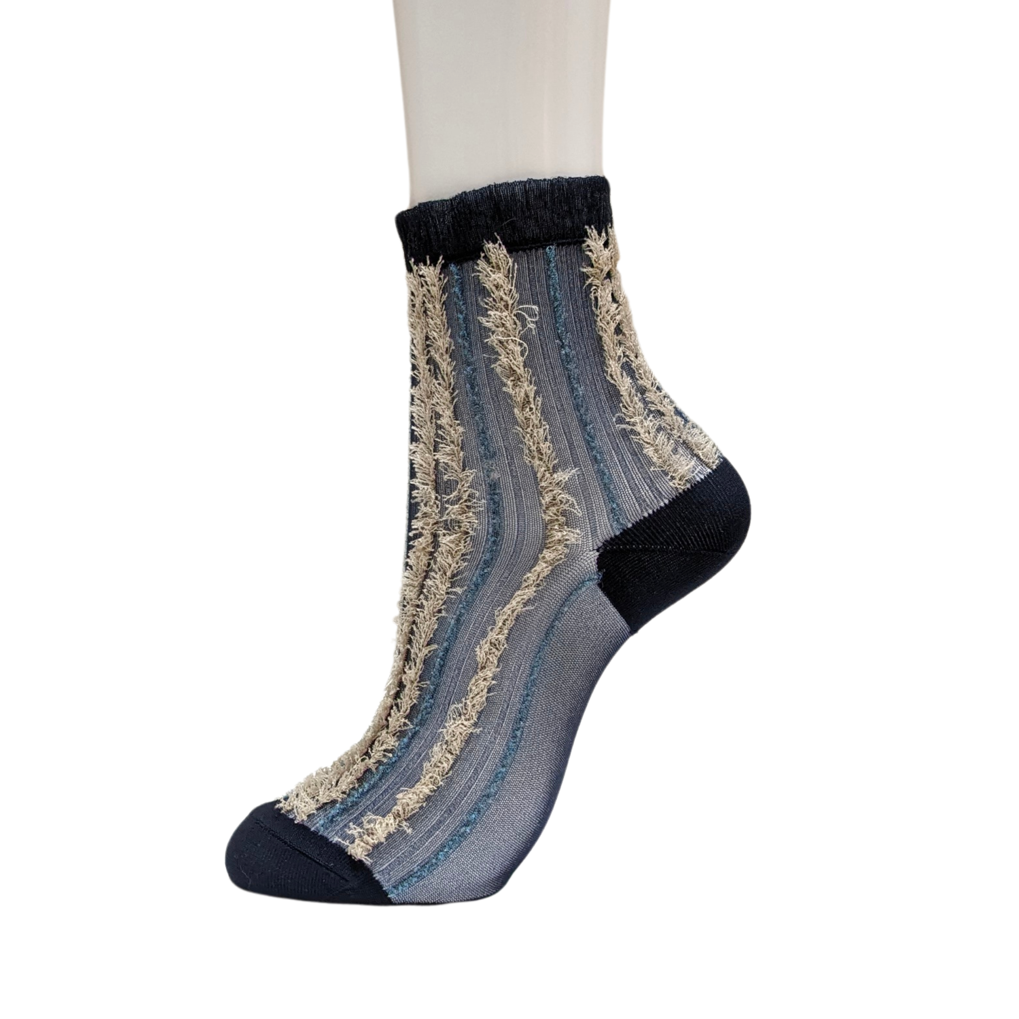 Shaggy Striped Crew Socks with a sleek, stylish design, perfect for both office and casual wear. Featuring a unique shaggy texture for a soft, cozy feel. CHERRYSTONEstyle