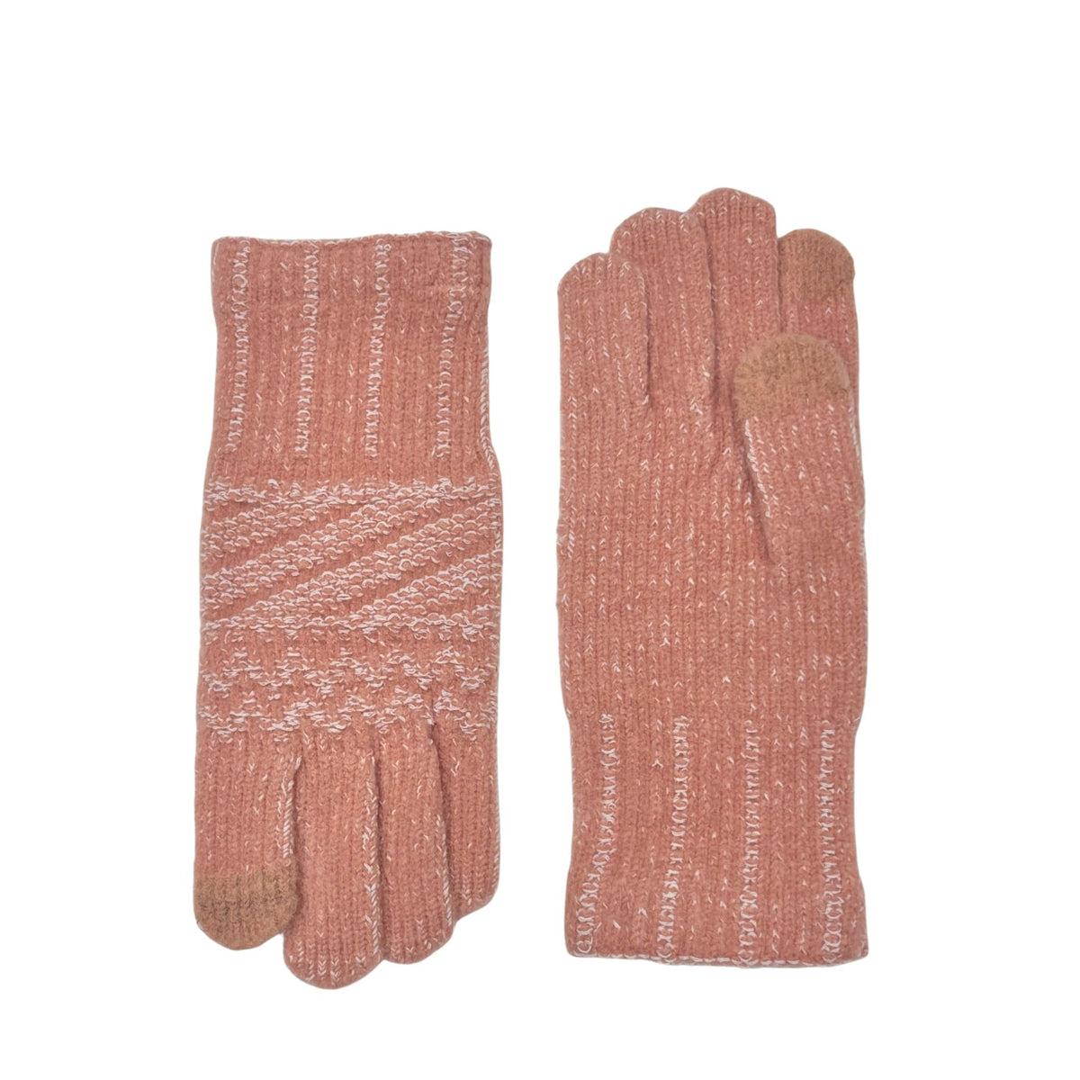 Pair of pink textured gloves on a white background