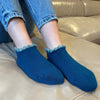 Thermal Soft-Opening Short Slipper Socks | With Grips | Medium. Stylish wool blend slipper socks with plush cushioning and heat-retaining brushed inner pile. Soft outer, secure grips on the soles, and fluffy trim for added comfort. Perfect gift ideas.