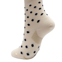 Organic Cotton Blend Polka Dot Everyday Crew Socks offer a soft touch with a stylish pop dot pattern. Designed to stay in place with a special heel design, relaxed fit, and stretchable cuff for added comfort. CHERRYSTONEstyle