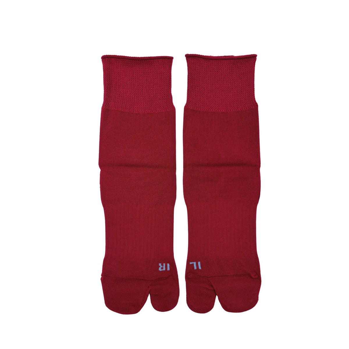Pair of red socks on a white background
