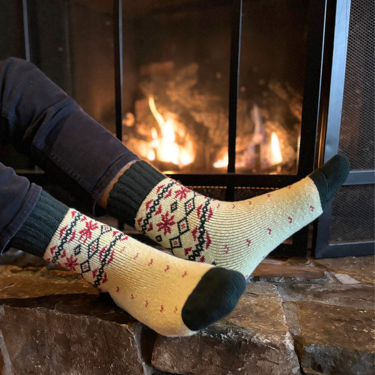 Thermal Nordic Merino Wool Blend Slipper Crew | Grips | Unisex M/L