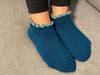 Thermal Soft-Opening Short Slipper Socks | With Grips | Large. Stylish wool blend slipper socks with plush cushioning and heat-retaining brushed inner pile. Soft outer, secure grips on the soles, and fluffy trim for added comfort. Perfect gift ideas.