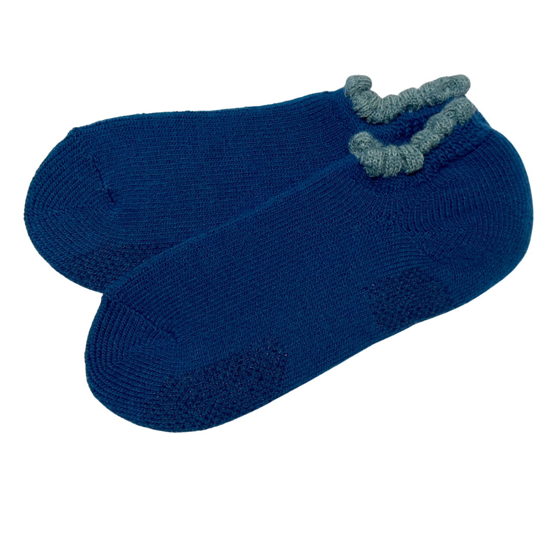 Thermal Soft-Opening Short Slipper Socks | With Grips | Large. Stylish wool blend slipper socks with plush cushioning and heat-retaining brushed inner pile. Soft outer, secure grips on the soles, and fluffy trim for added comfort. Perfect gift ideas.