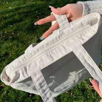 Upcycled Eco-Friendly Bear Life Design Tote | 6 Styles | Off White | Plenty of space inside to easily accommodate for your laptop, books, clothes, & groceries. Crafted from high-quality, sustainable, and eco friendly materials. Top zipper, a side zipper pocket and a pocket inside for your smartphone. CHERRYSTONEstyle