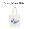 Upcycled Eco-Friendly Shiba Art Tote | 2 Styles | Off White | Plenty of space inside to easily accommodate for your laptop, books, clothes, & groceries. Crafted from high-quality, sustainable, and eco friendly materials. Top zipper, a side zipper pocket and a pocket inside for your smartphone. CHERRYSTONEstyle