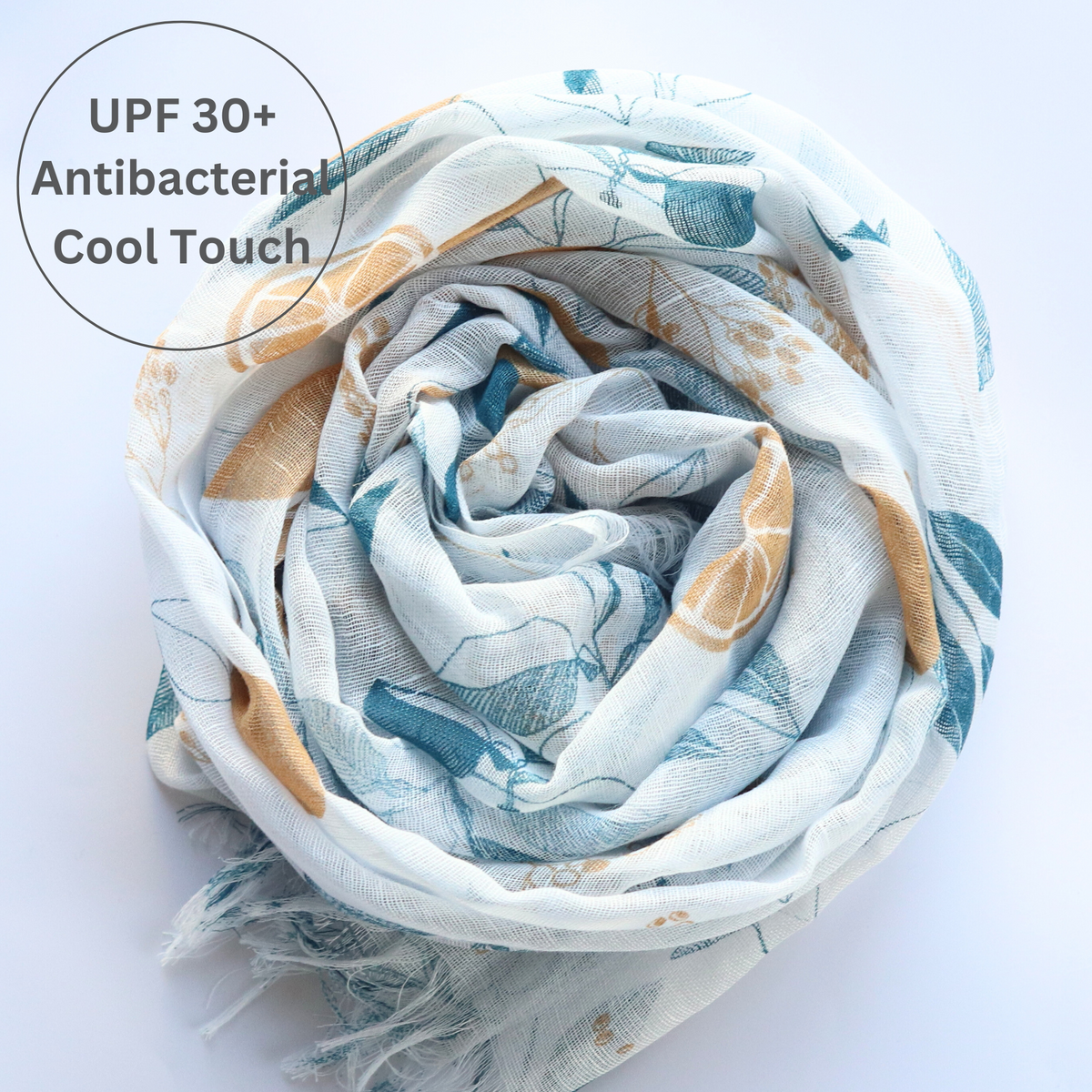 UPF 30+ Handwoven Cooling Fabric Linen Scarf on Loom | Summer Orange - CHERRYSTONEstyle