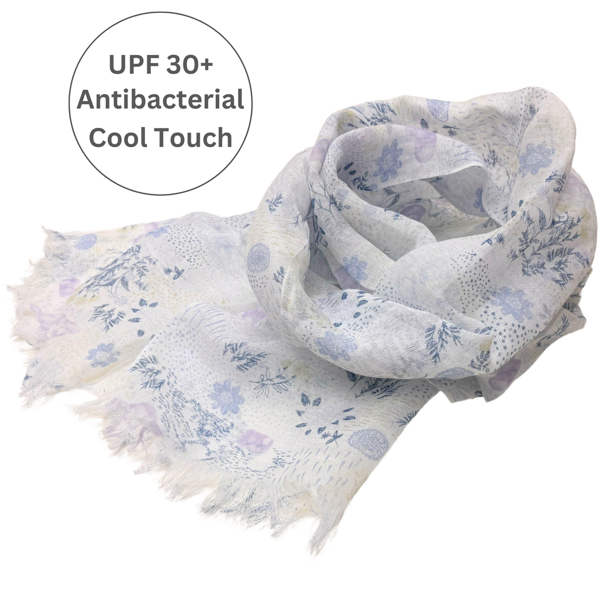 UPF 30+ Handwoven Cooling Fabric Linen Scarf on Loom | Antibacterial Cool Touch Flower Garden 
-CHERRYSTONEstyle