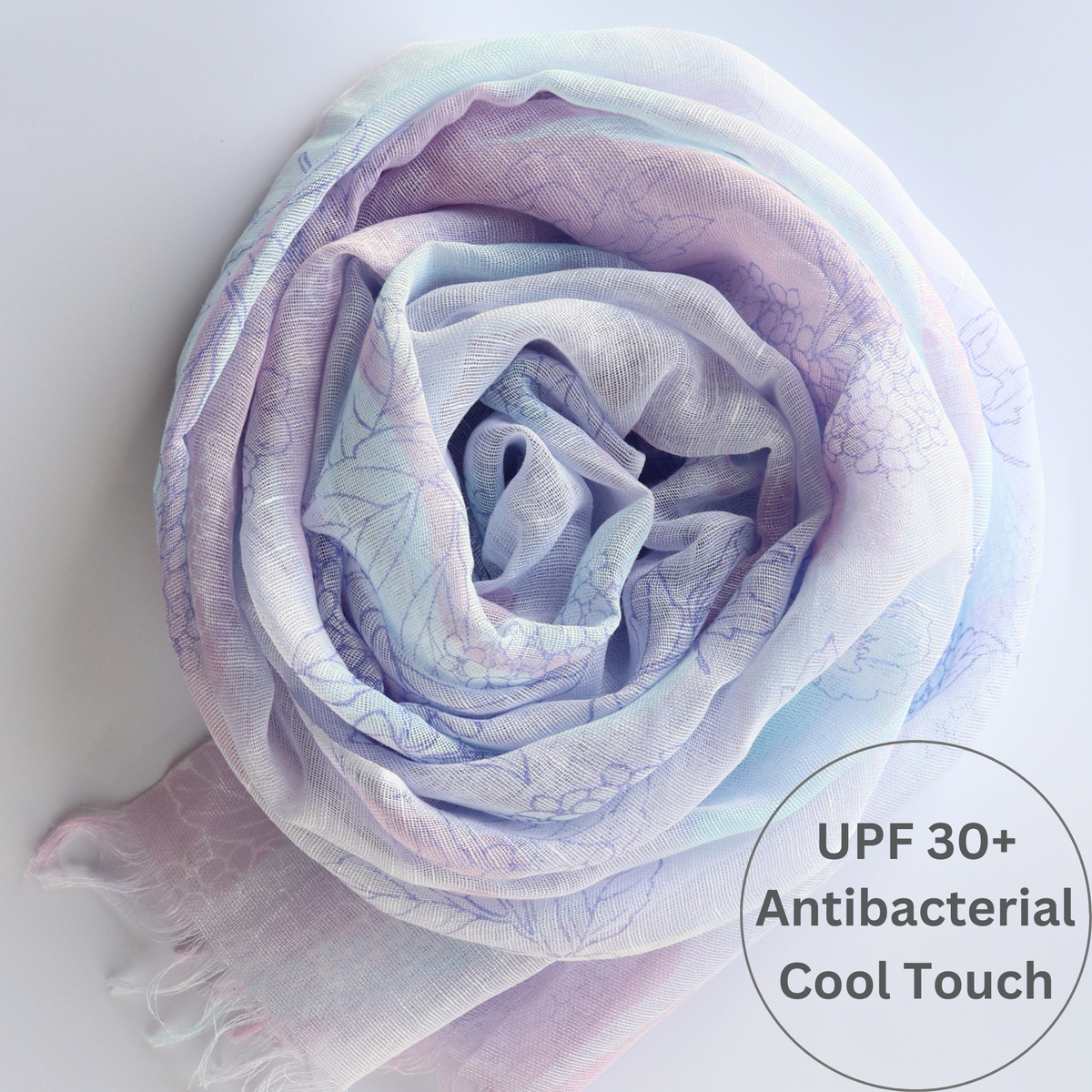 UPF 30+ Handwoven Cooling Fabric Linen Scarf on Loom | Antibcterial Cool Touch 3 colors available Hydrangea - CHERRYSTONEstyle