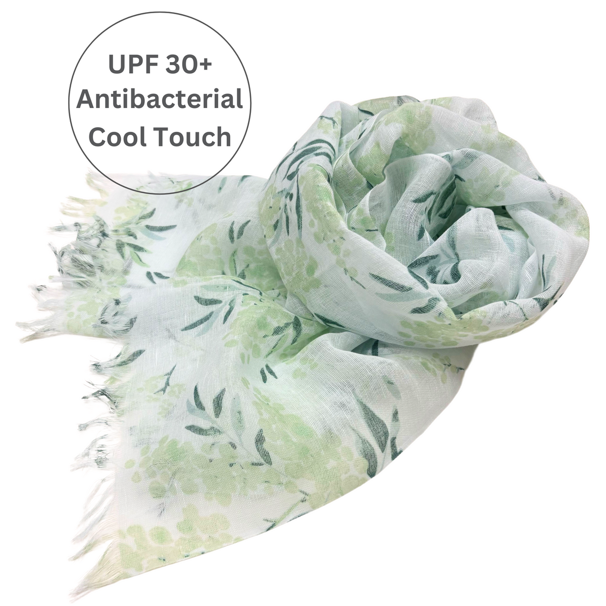 UPF 30+ Handwoven Cooling Fabric Linen Scarf on Loom | Antibacterial Cool Touch Mimosa Bouquet - Green
CHERRYSTONEstyle