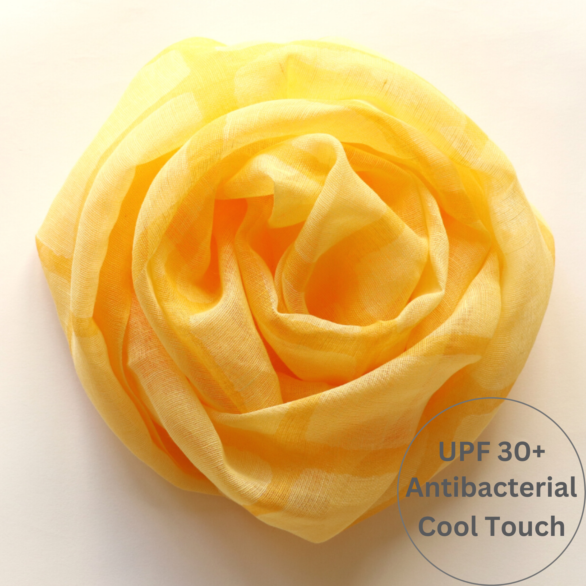 UPF 30+ Handwoven Cooling Fabric Linen Scarf on Loom | Square Yellow 
-CHERRYSTONEstyle