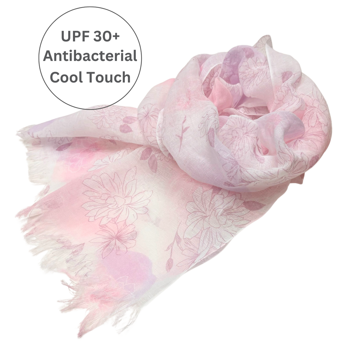 UPF 30+ Handwoven Cooling Fabric Linen Scarf on Loom | Antibacterial Cool Touch Watercolor Flower - Pink
CHERRYSTONEstyle