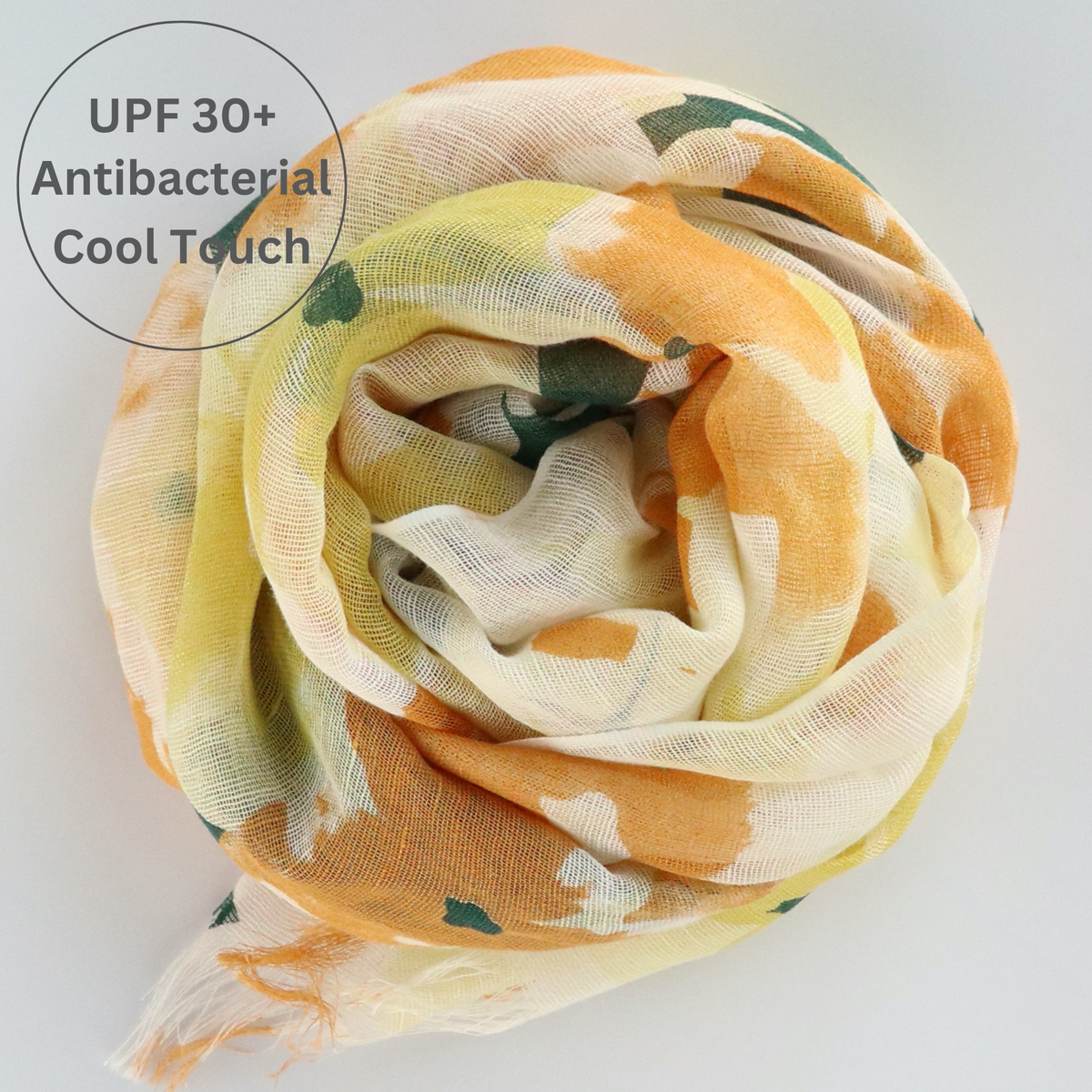 UPF 30+ Handwoven Cooling Fabric Linen Scarf on Loom | Flower Bouquet - CHERRYSTONEstyle