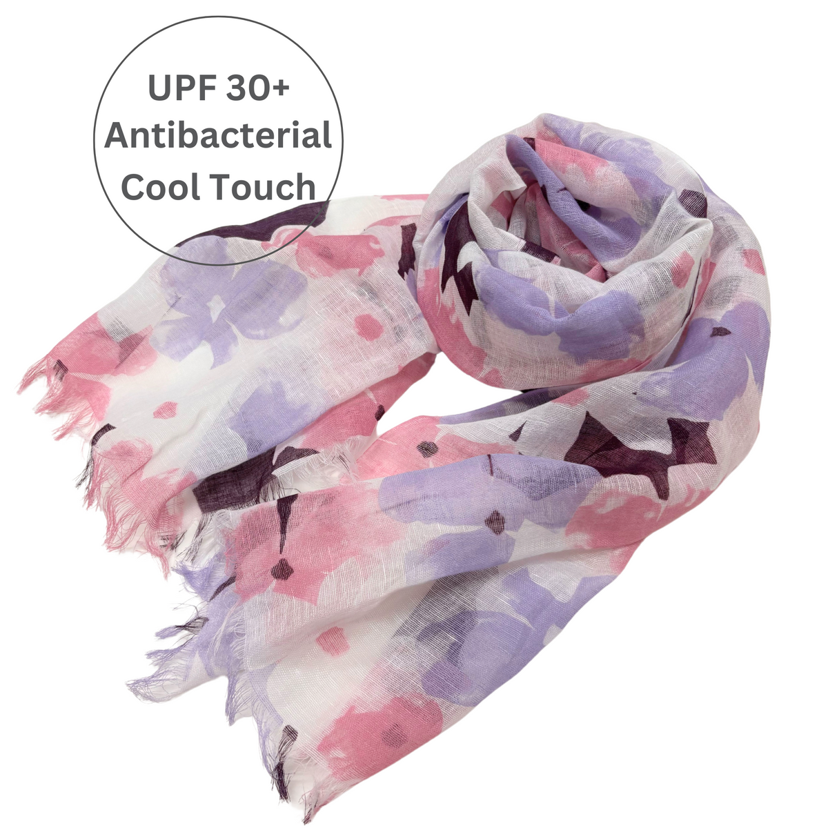 UPF 30+ Handwoven Cooling Fabric Linen Scarf on Loom | Flower Bouquet - CHERRYSTONEstyle
