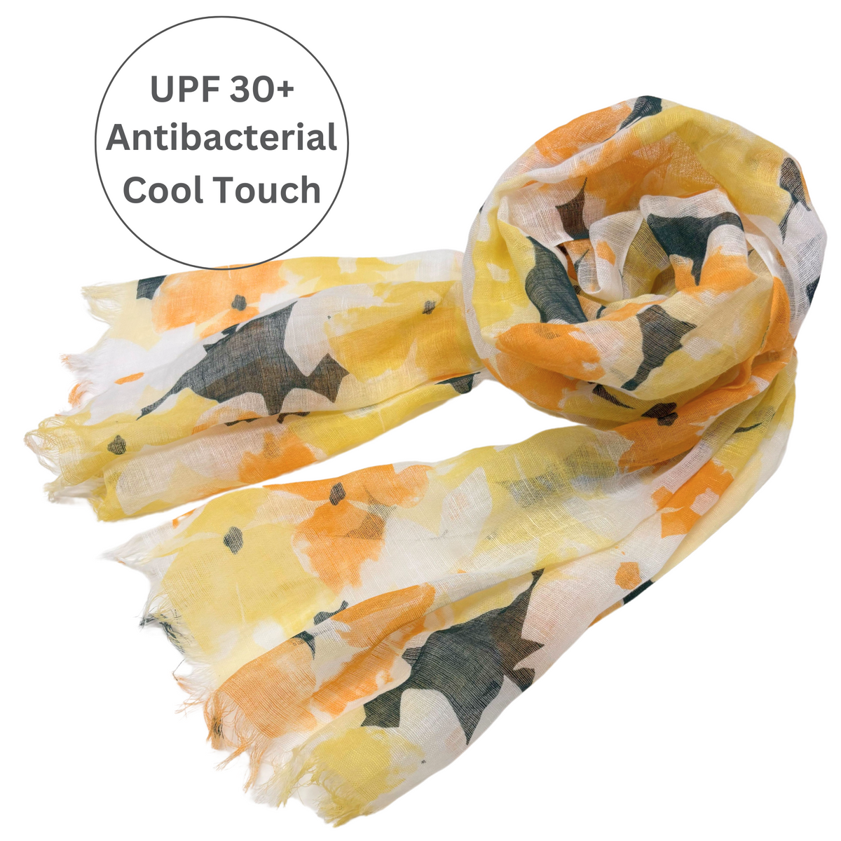 UPF 30+ Handwoven Cooling Fabric Linen Scarf on Loom | Flower Bouquet - CHERRYSTONEstyle