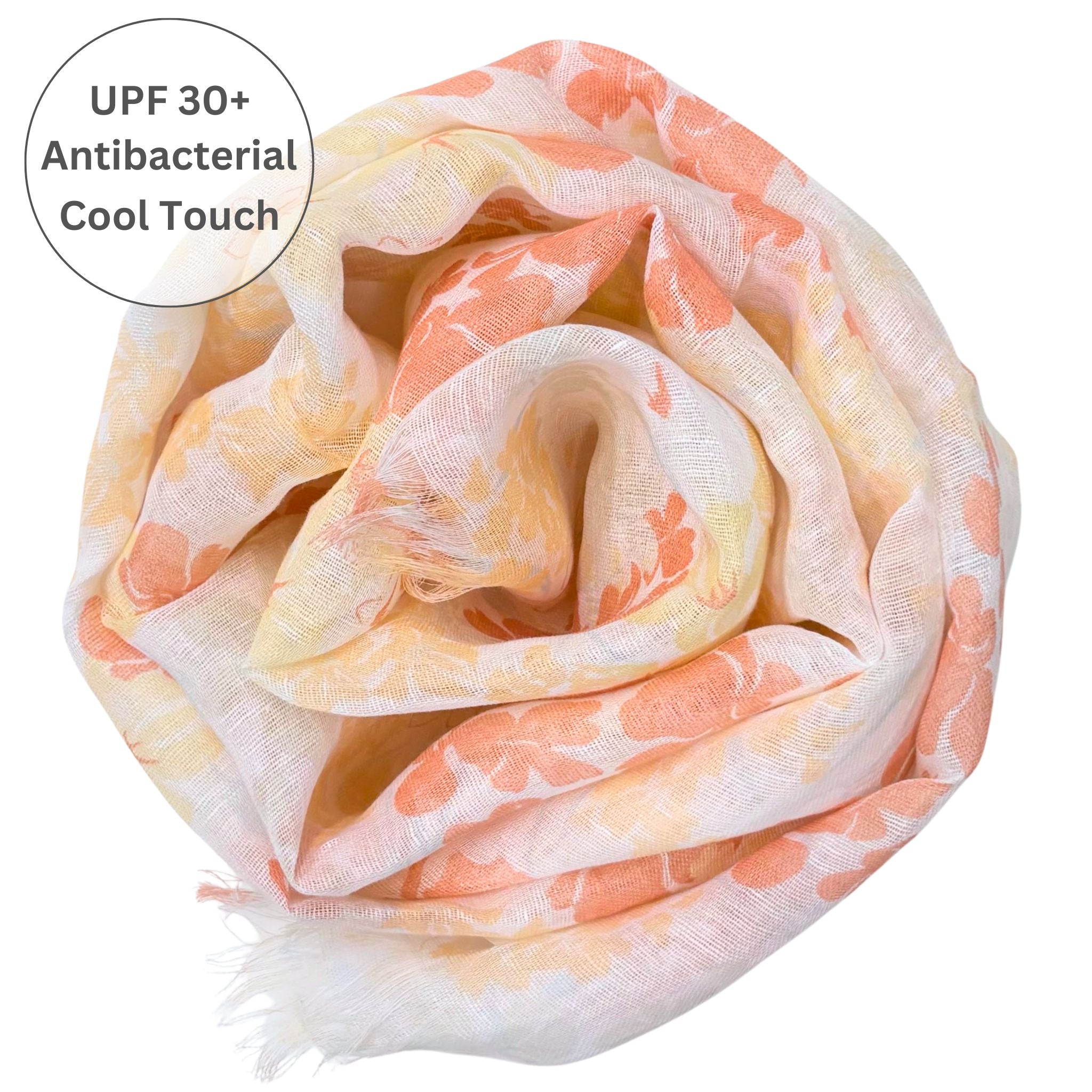 UPF 30+ Handwoven Cooling Fabric Linen Scarf on Loom | Botanical