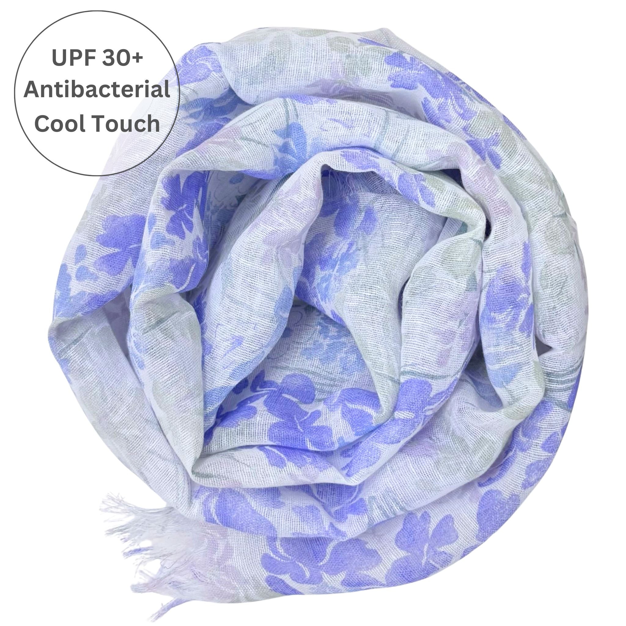 UPF 30+ Handwoven Cooling Fabric Linen Scarf on Loom | Botanical