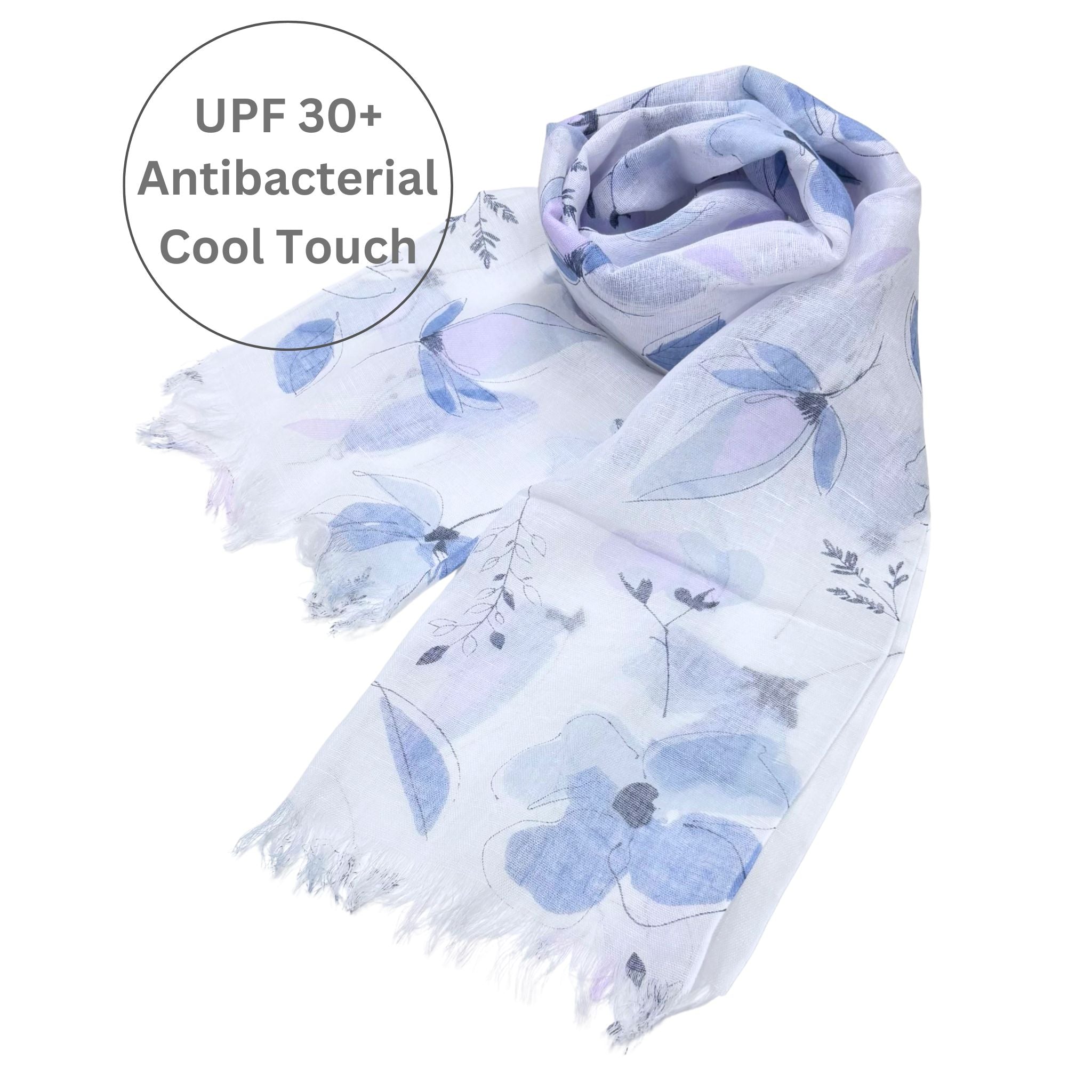 UPF 30+ Handwoven Cooling Fabric Linen Scarf on Loom | Flowers